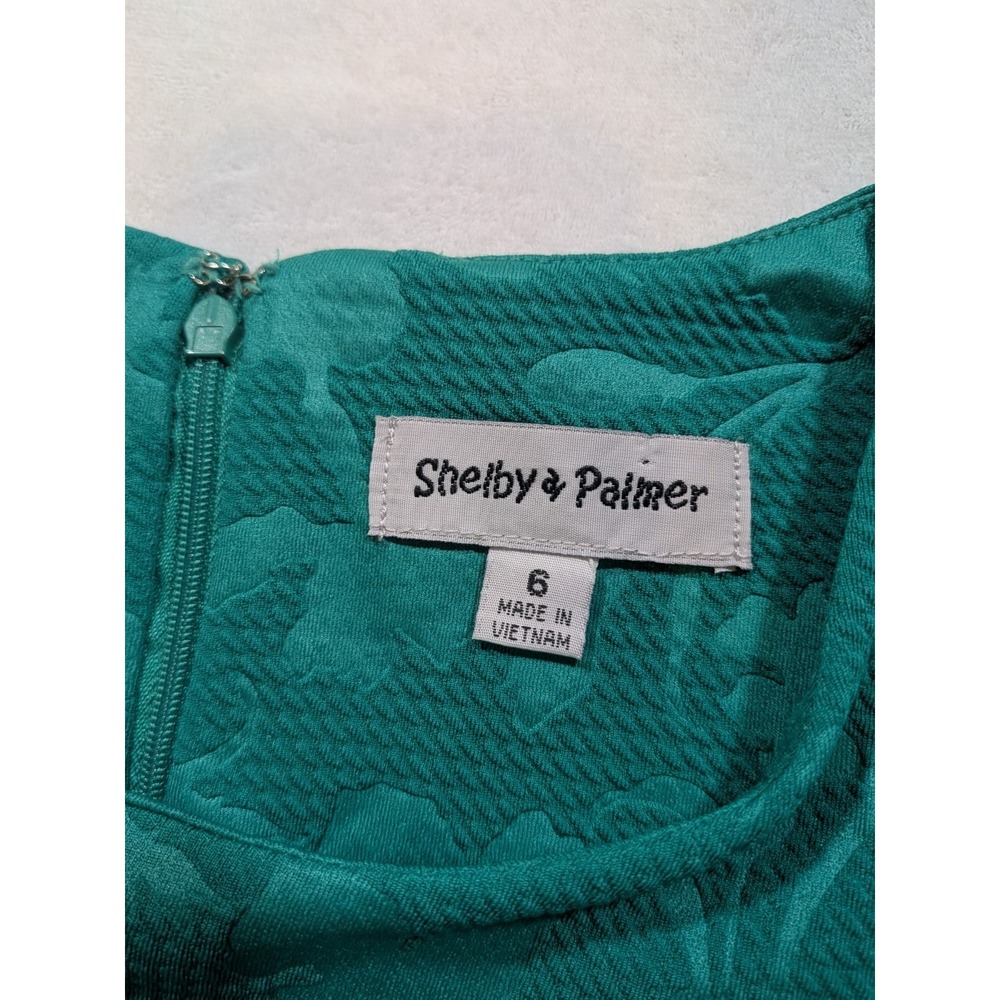 Shelby and palmer green dress size 6 ruffle quarter sleeve business pencil - Picture 2 of 7